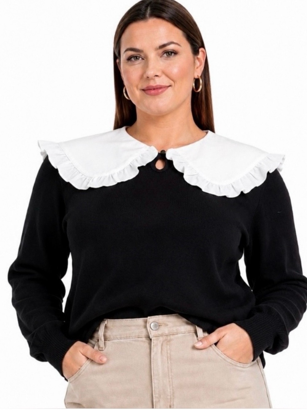 MNG Mango Peter Pan Collar Sweater NWT Size 3X Plus Size Coquette Career